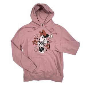 Disney Minnie Mouse Hoodie Sweatshirt Women's M Pink Graphic Lightweight